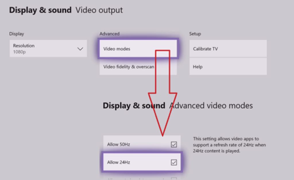 Disable "Enable 24Hz Video" Option
