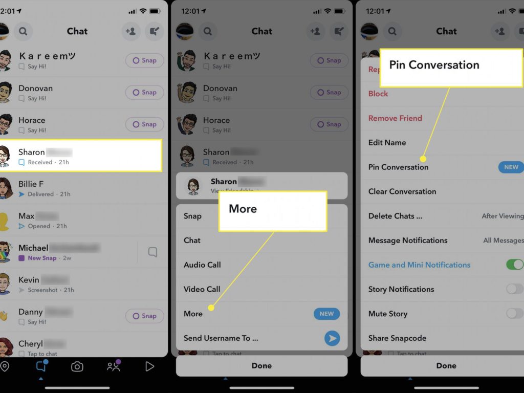 How to pin someone on Snapchat iOS?