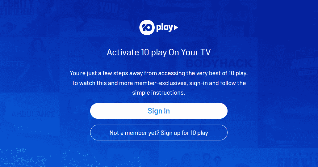 Activate 10Play on Smart TV